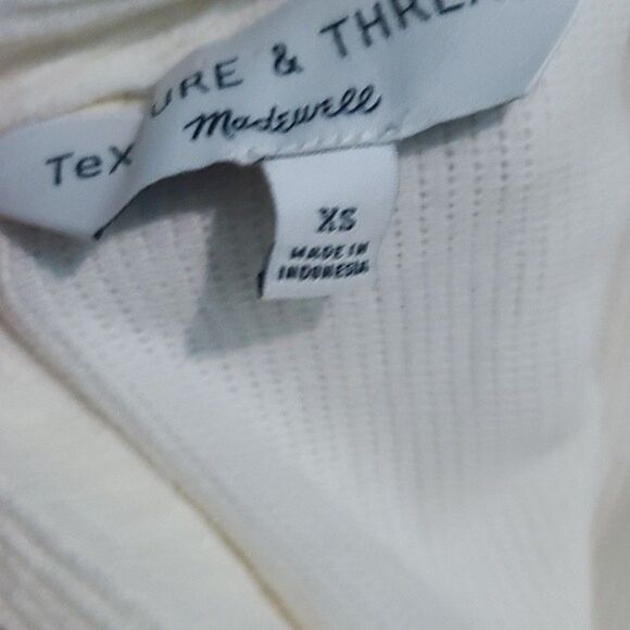 Madewell  Cream Texture & Thread Button-Back Mockneck Top - Picture 6 of 10
